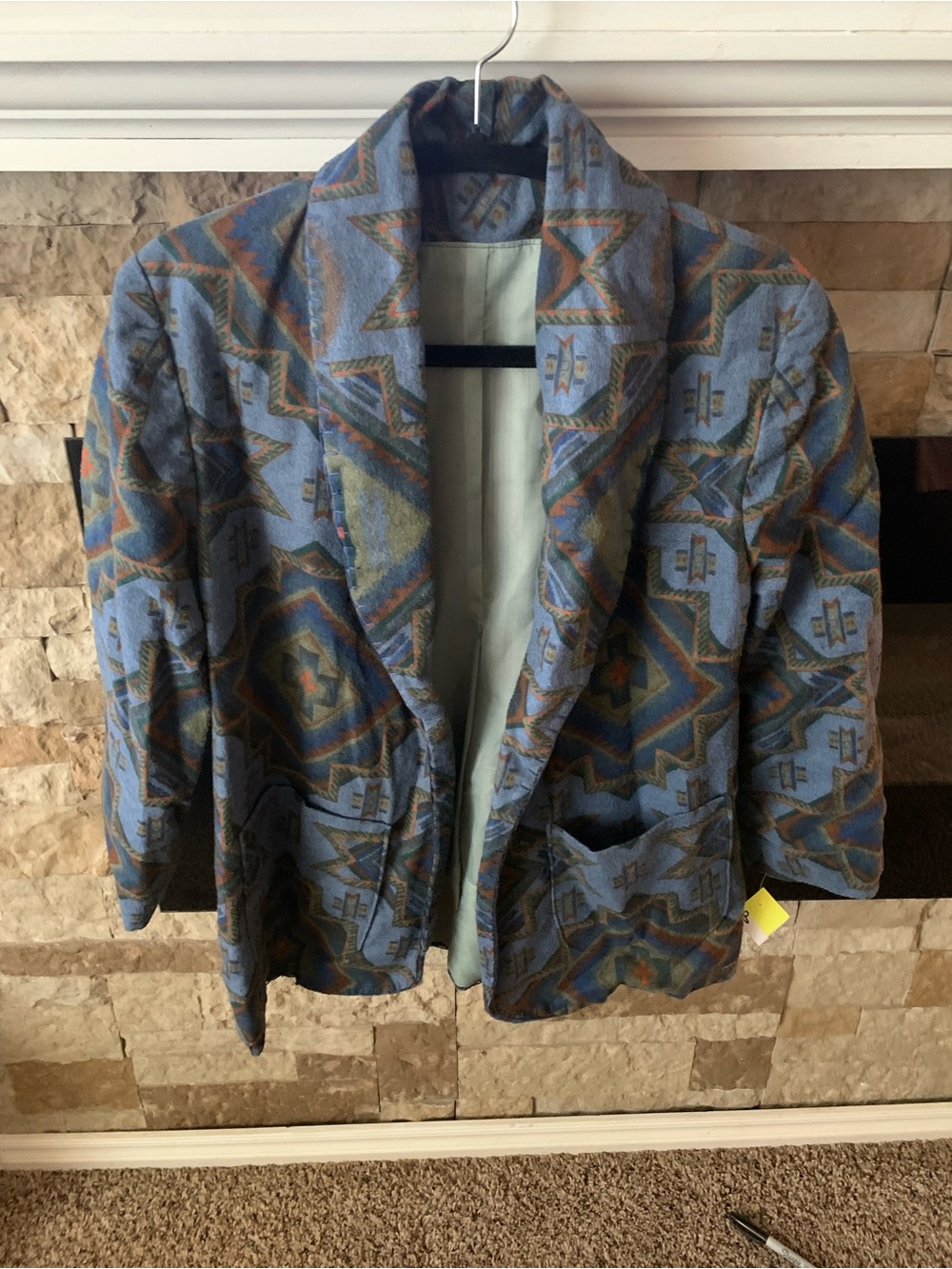 Southwestern Patterned Blue Blazer Cowgirl Aztec Western Boho